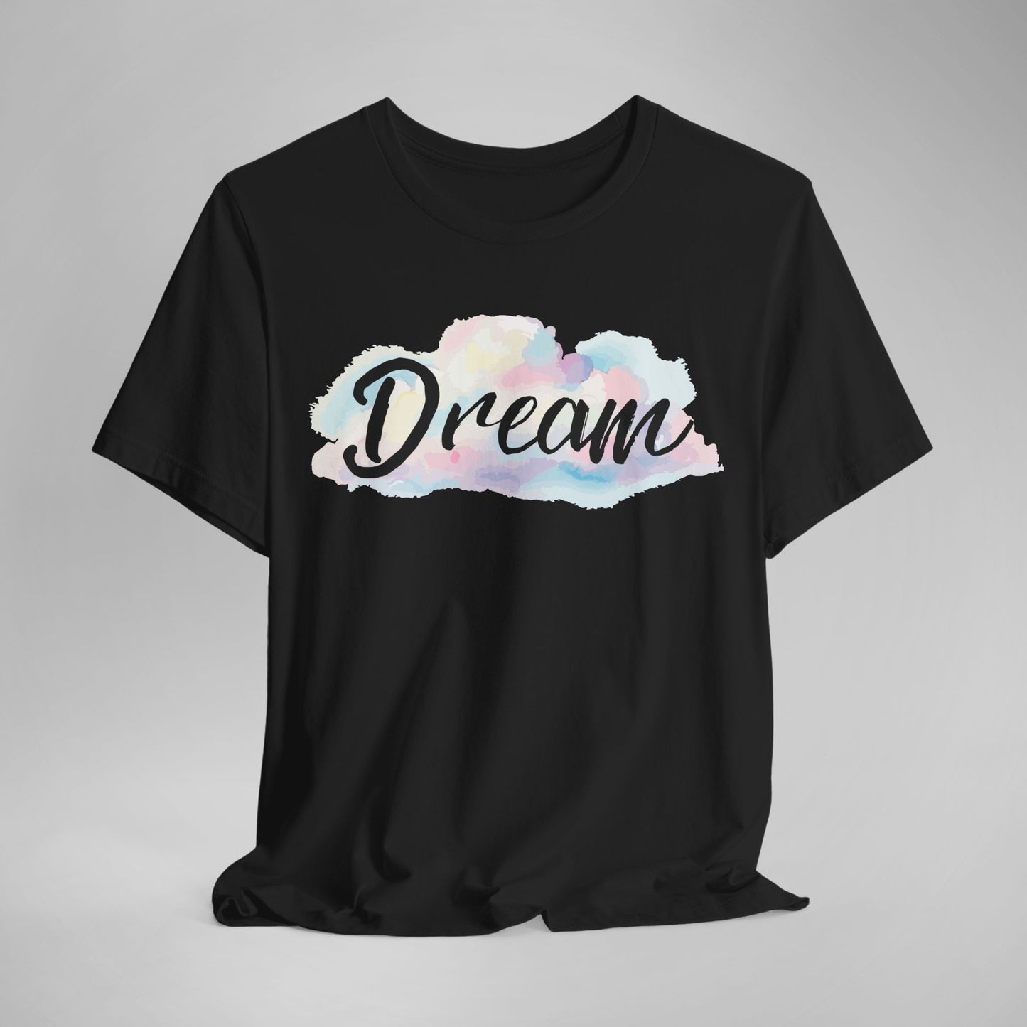 Dream Graphic Tee for Women – Inspirational Cloud Design Black Shirt