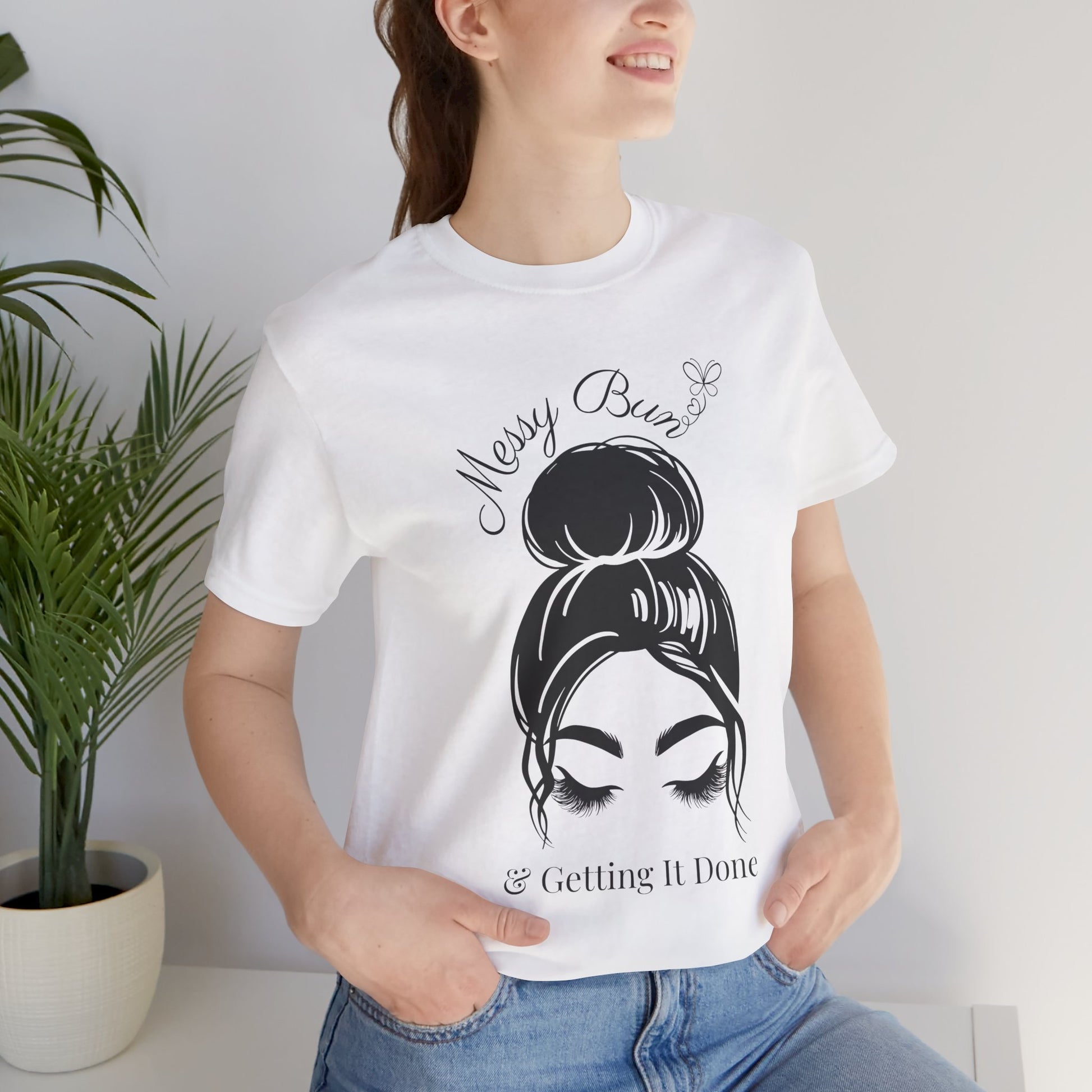 Messy Bun & Getting It Done Graphic Tee - Pearl & Wings