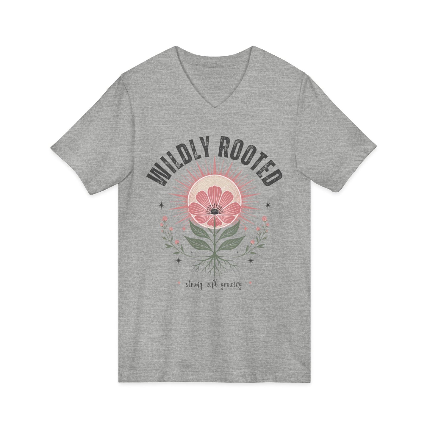 Wildly Rooted – Strong, Soft, Growing Floral V-Neck Graphic Tee