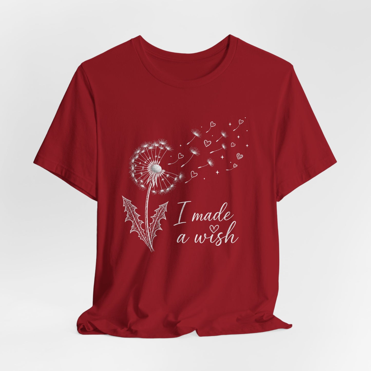 “I Made a Wish” Dandelion Heart Graphic Tee – Black Shirt - Pearl & Wings