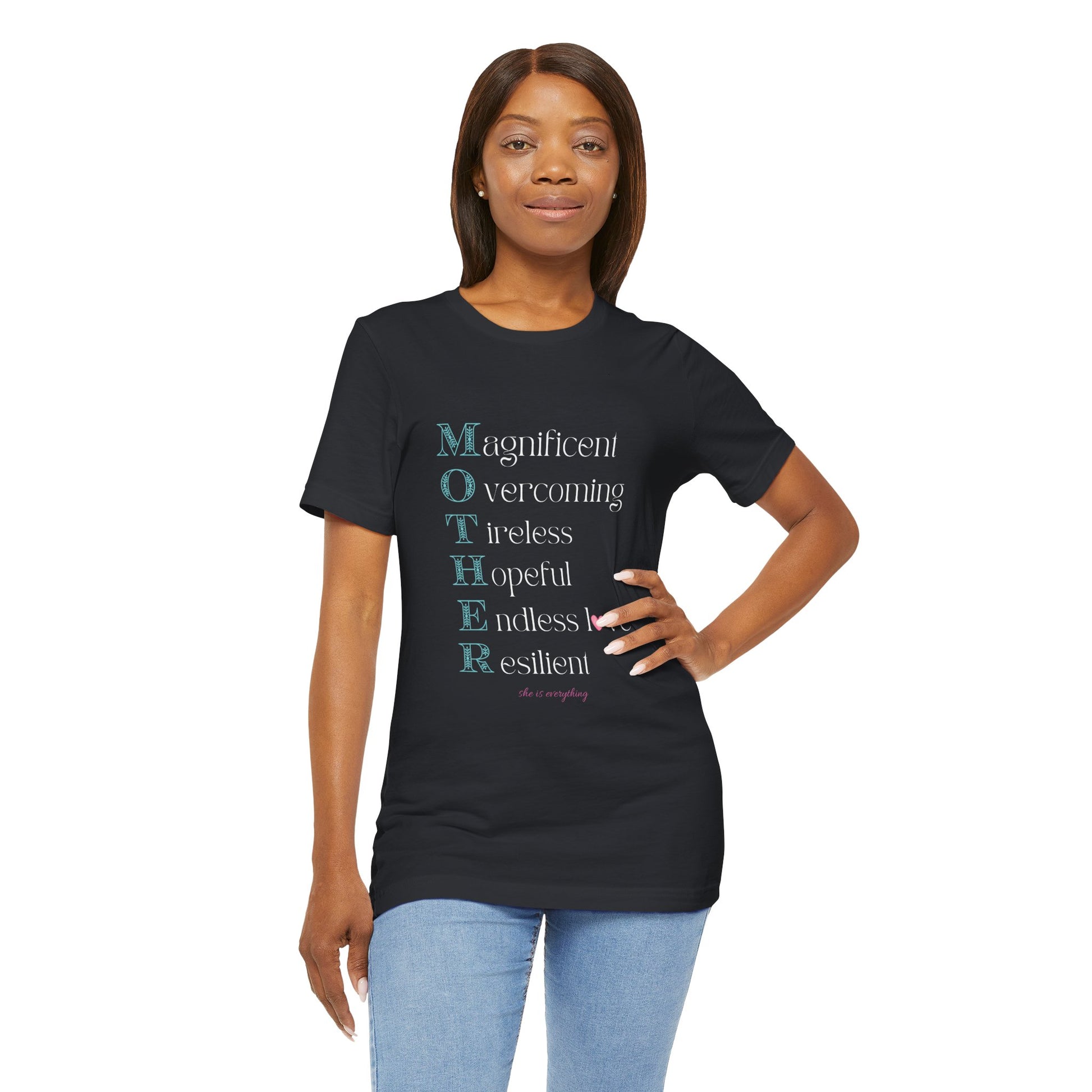 MOTHER Acrostic Inspirational Women’s Graphic Tee | Empowerment Shirt - Pearl & Wings