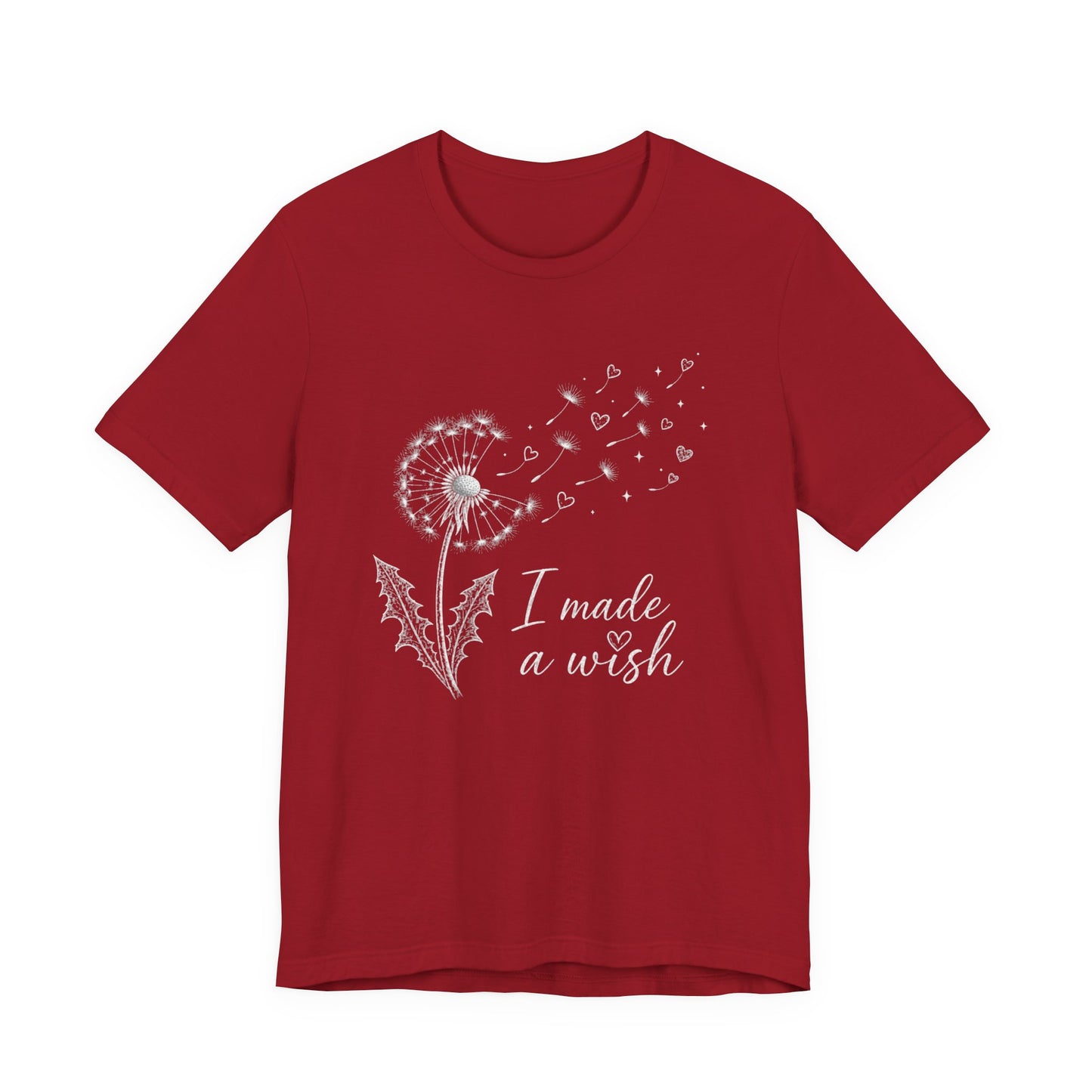 “I Made a Wish” Dandelion Heart Graphic Tee – Black Shirt - Pearl & Wings