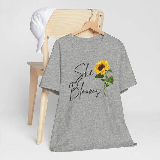 She Blooms Sunflower Graphic Tee - Leaf - Pearl & Wings