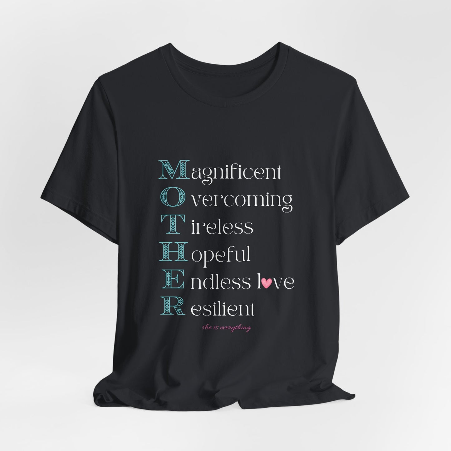 MOTHER Acrostic Inspirational Women’s Graphic Tee | Empowerment Shirt - Pearl & Wings