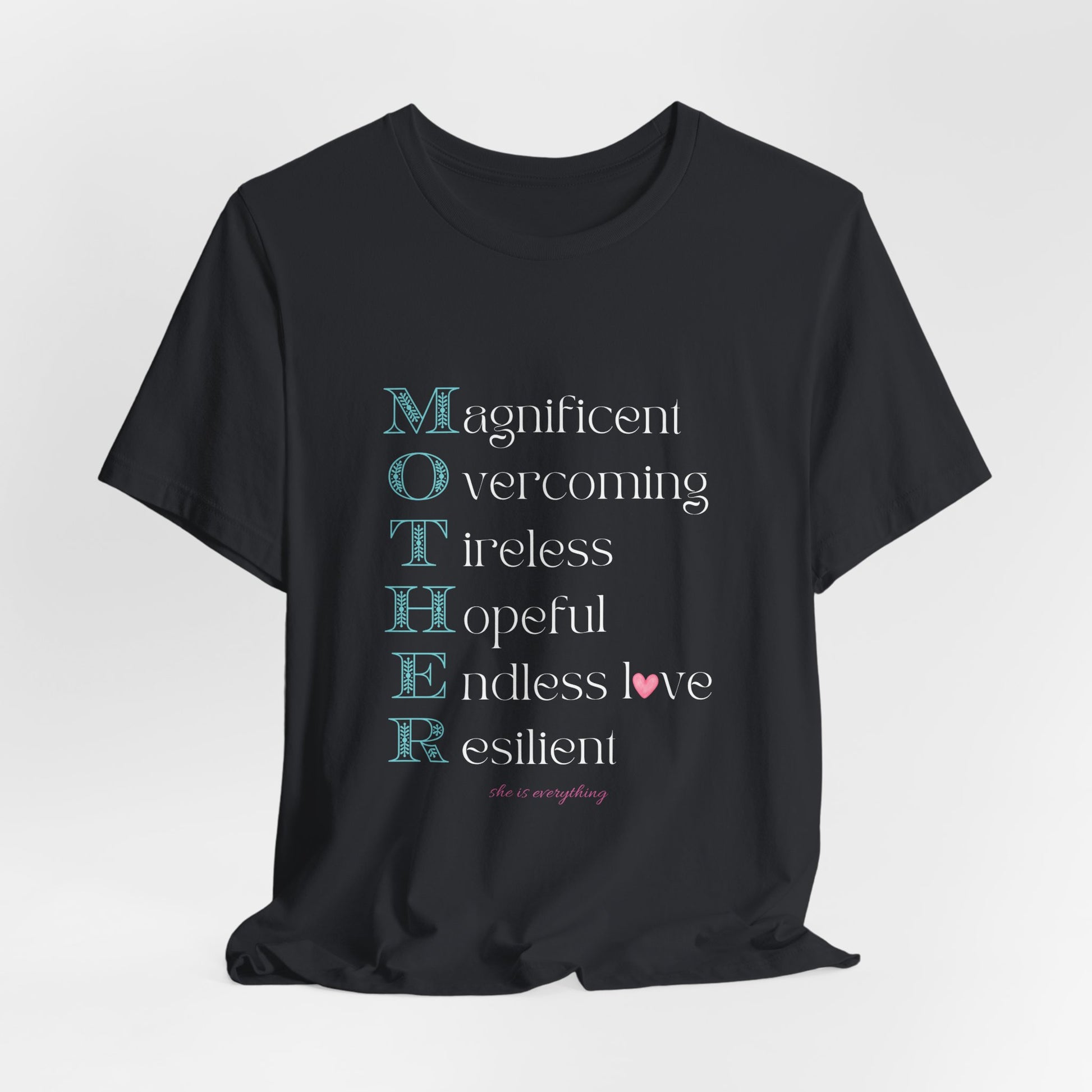 MOTHER Acrostic Inspirational Women’s Graphic Tee | Empowerment Shirt - Pearl & Wings