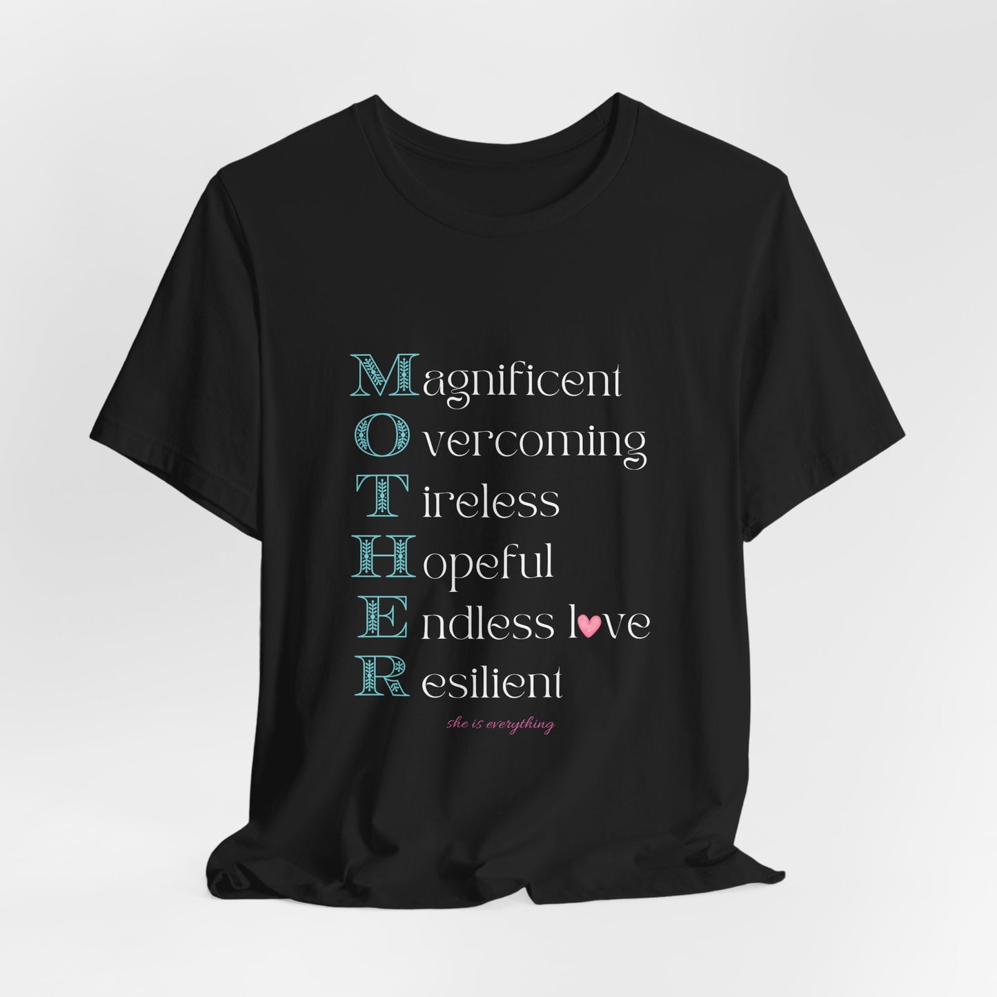 MOTHER Acrostic Inspirational Women’s Graphic Tee | Empowerment Shirt - Pearl & Wings