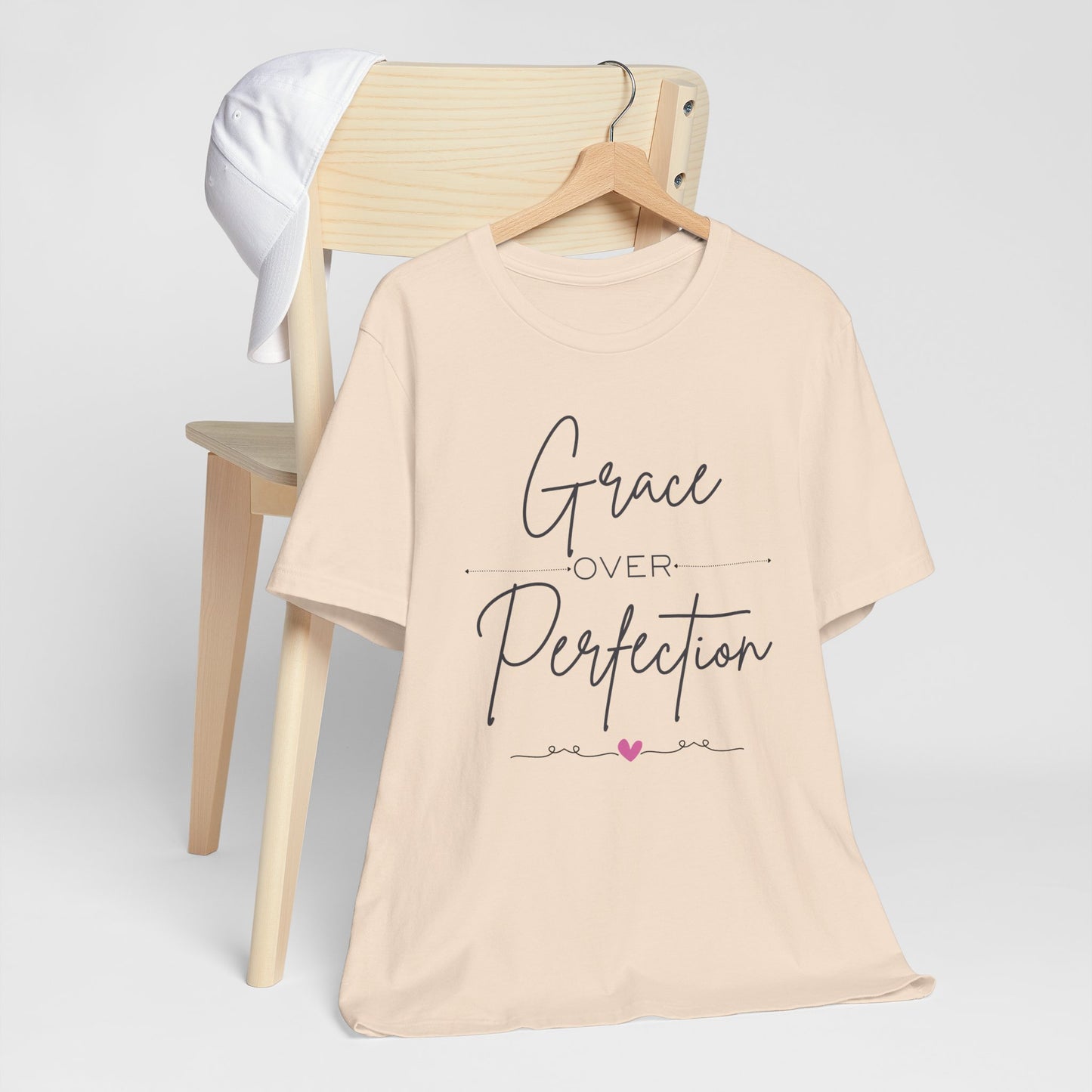 Grace Over Perfection Graphic Tee - Athletic Heather - Pearl & Wings