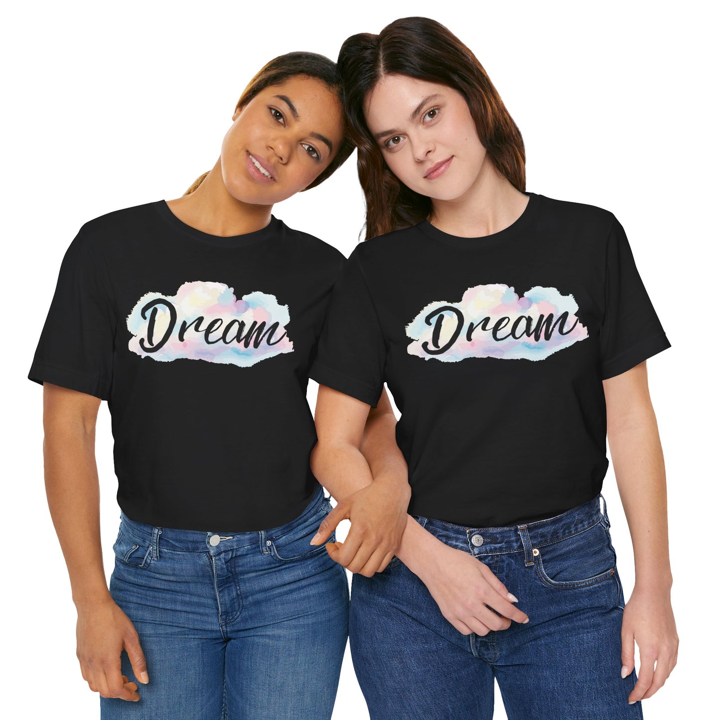 Dream Graphic Tee for Women – Inspirational Cloud Design Black Shirt