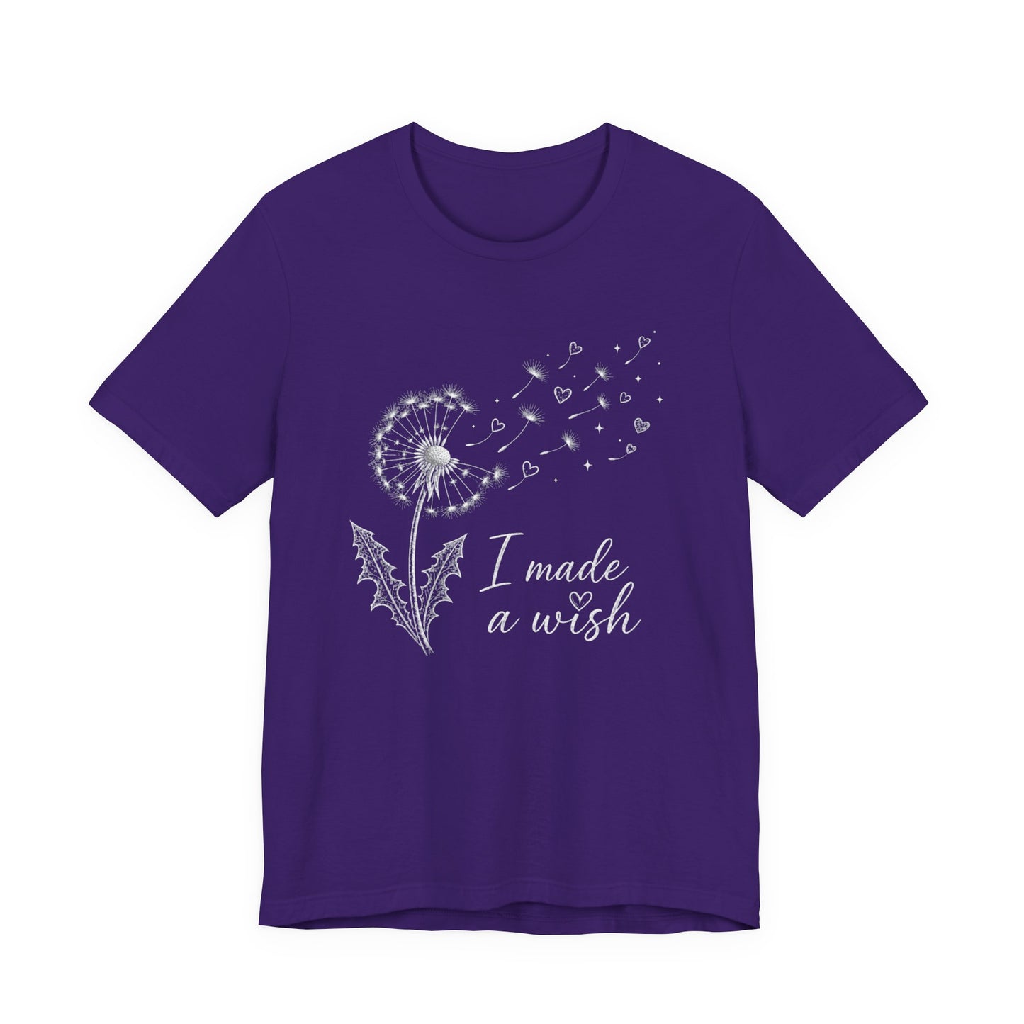 “I Made a Wish” Dandelion Heart Graphic Tee – Black Shirt - Pearl & Wings