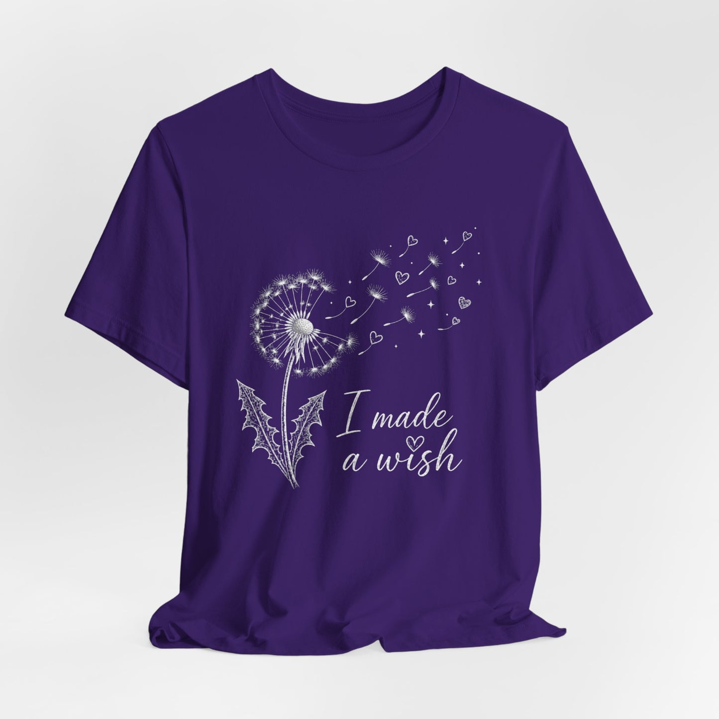 “I Made a Wish” Dandelion Heart Graphic Tee – Black Shirt - Pearl & Wings
