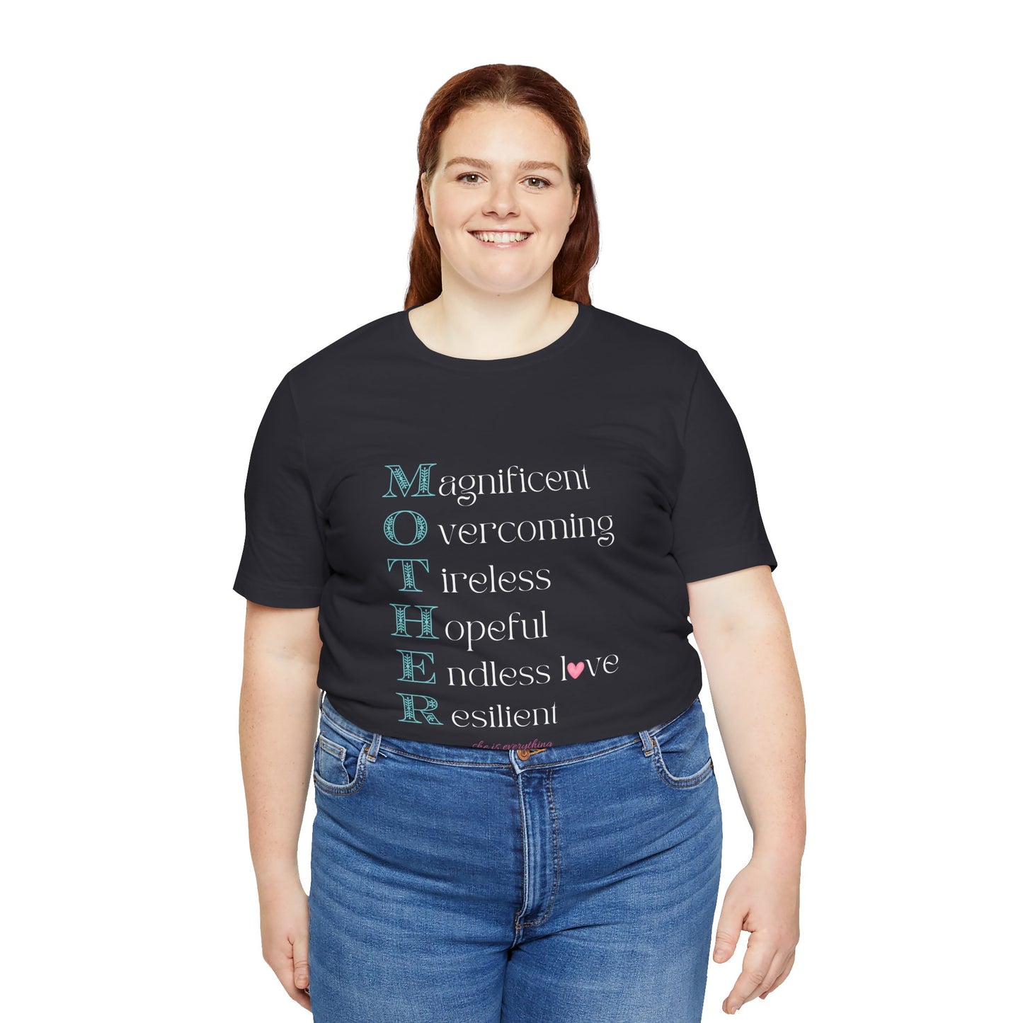 MOTHER Acrostic Inspirational Women’s Graphic Tee | Empowerment Shirt - Pearl & Wings