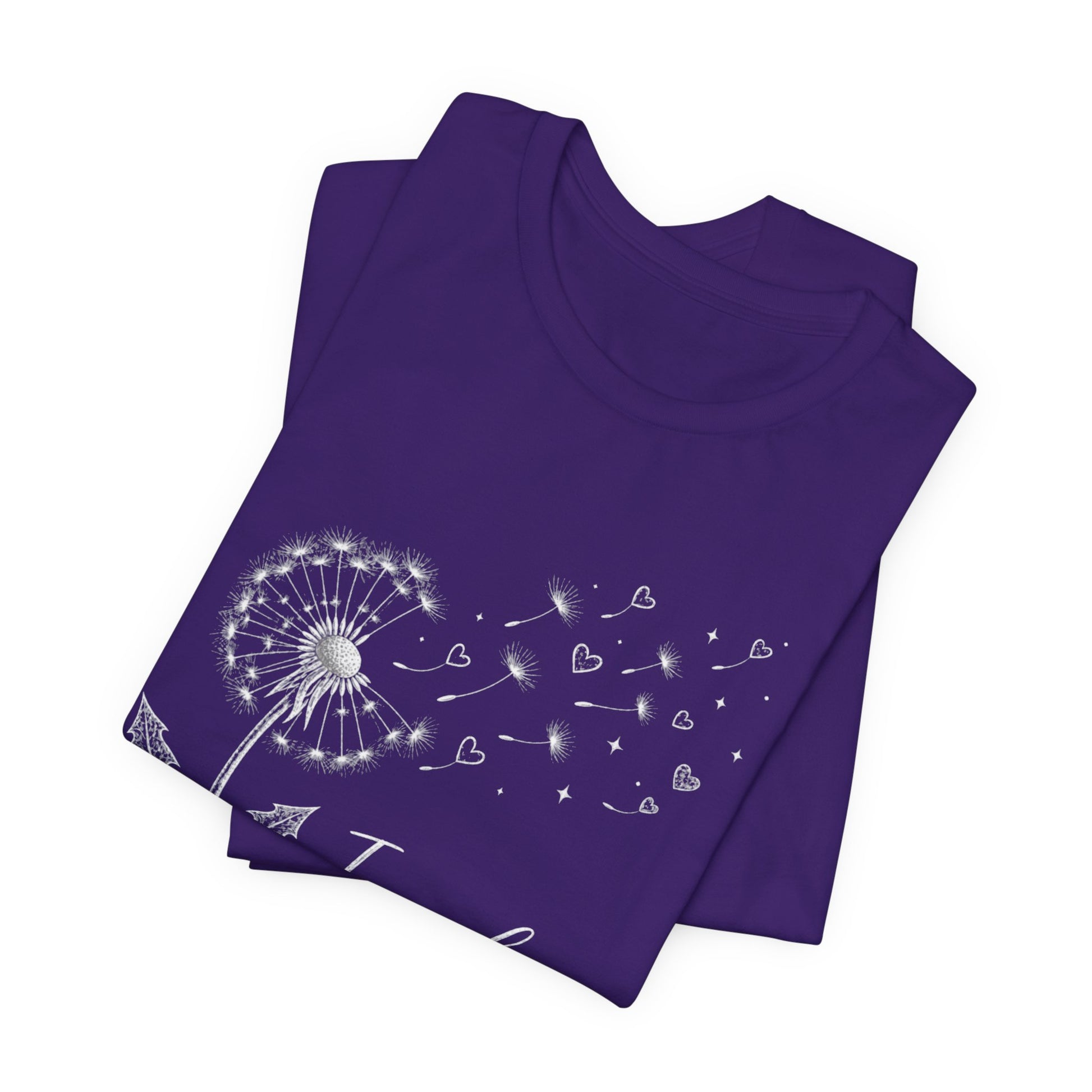 “I Made a Wish” Dandelion Heart Graphic Tee – Black Shirt - Pearl & Wings
