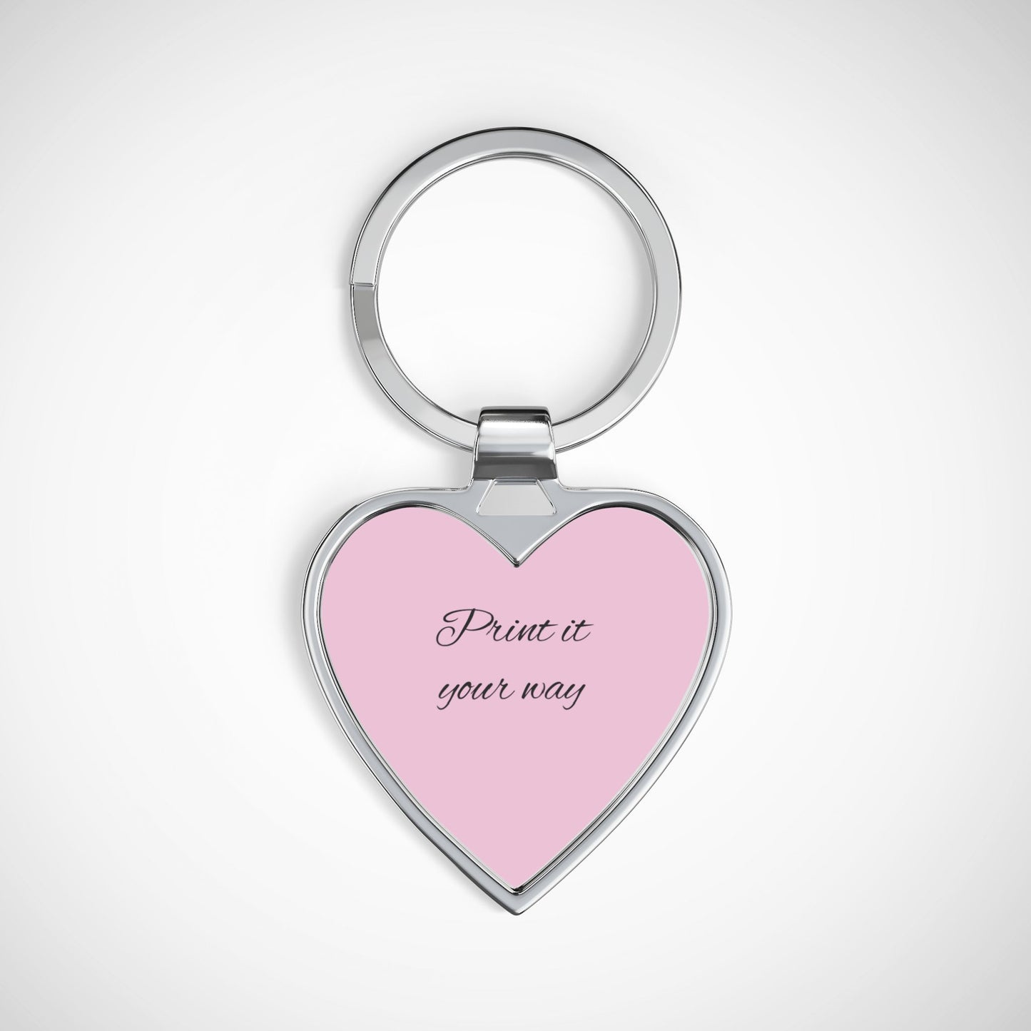 Personalized Pink Heart Keychain — Custom 'Print It Your Way' Engraved Gift