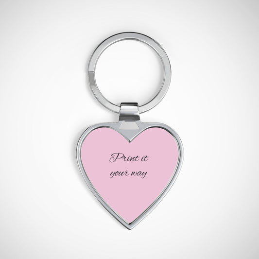 Personalized Pink Heart Keychain — Custom 'Print It Your Way' Engraved Gift
