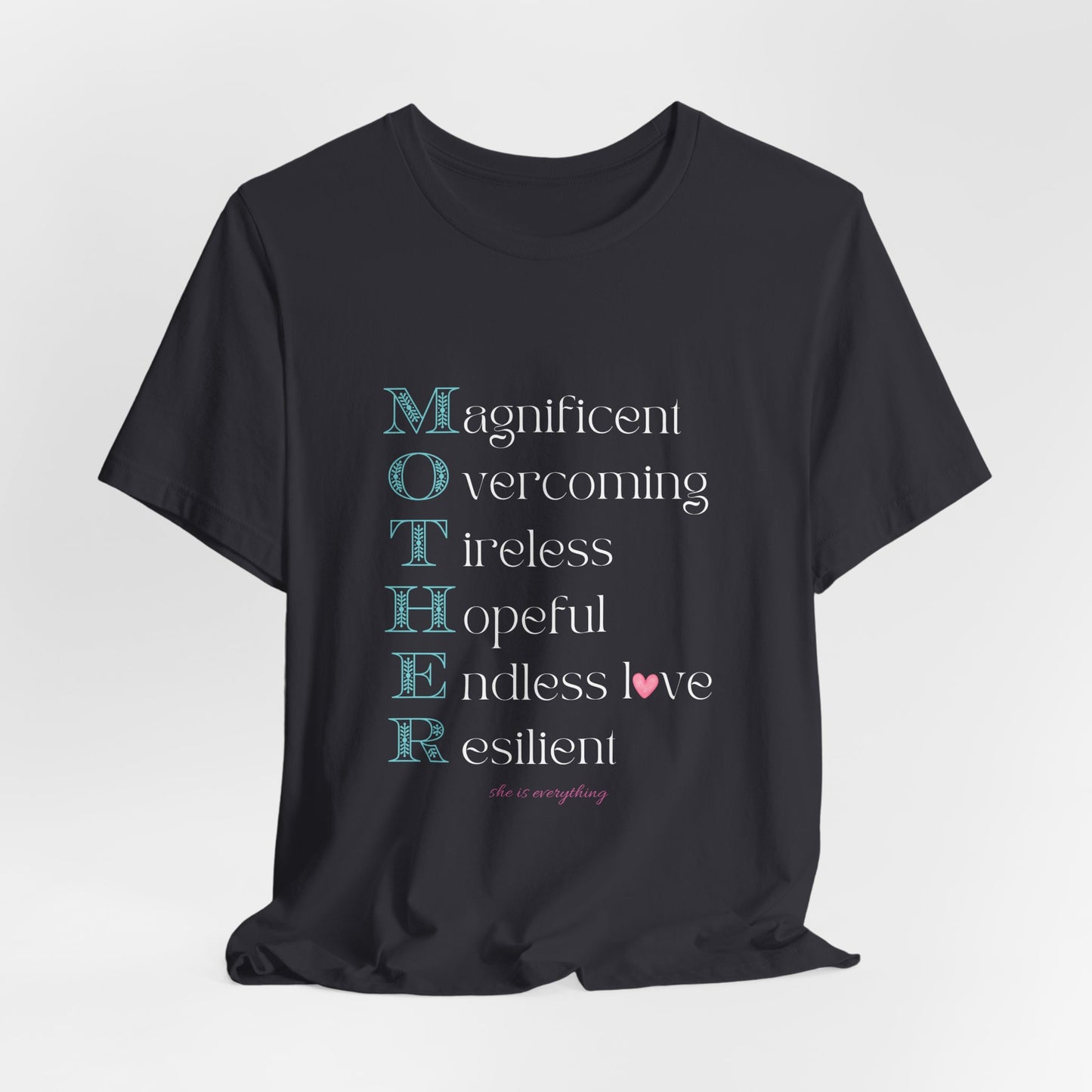MOTHER Acrostic Inspirational Women’s Graphic Tee | Empowerment Shirt - Pearl & Wings