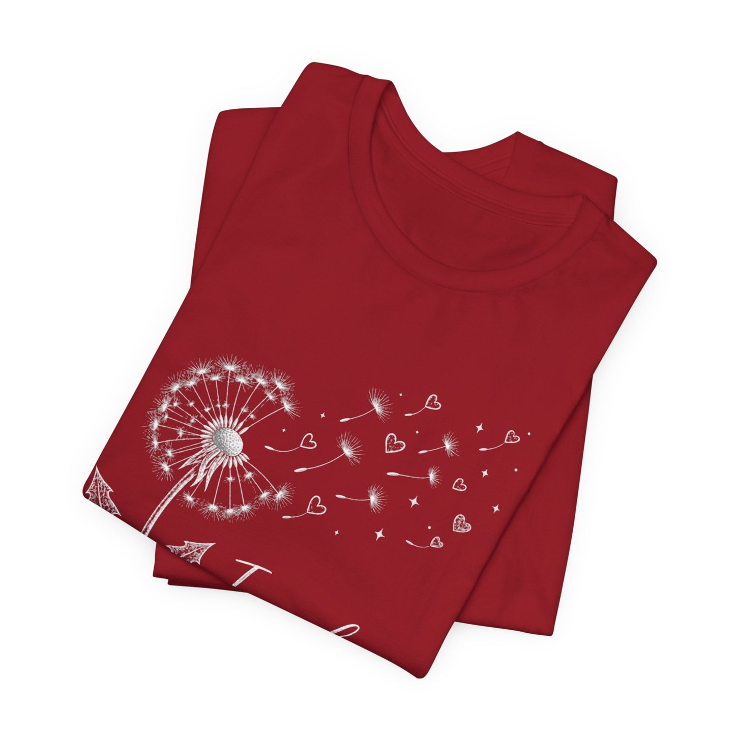 “I Made a Wish” Dandelion Heart Graphic Tee – Black Shirt - Pearl & Wings