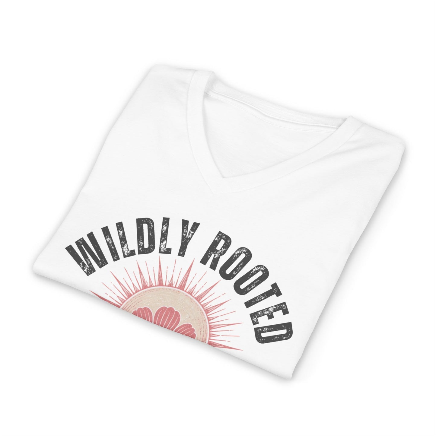 Wildly Rooted – Strong, Soft, Growing Floral V-Neck Graphic Tee