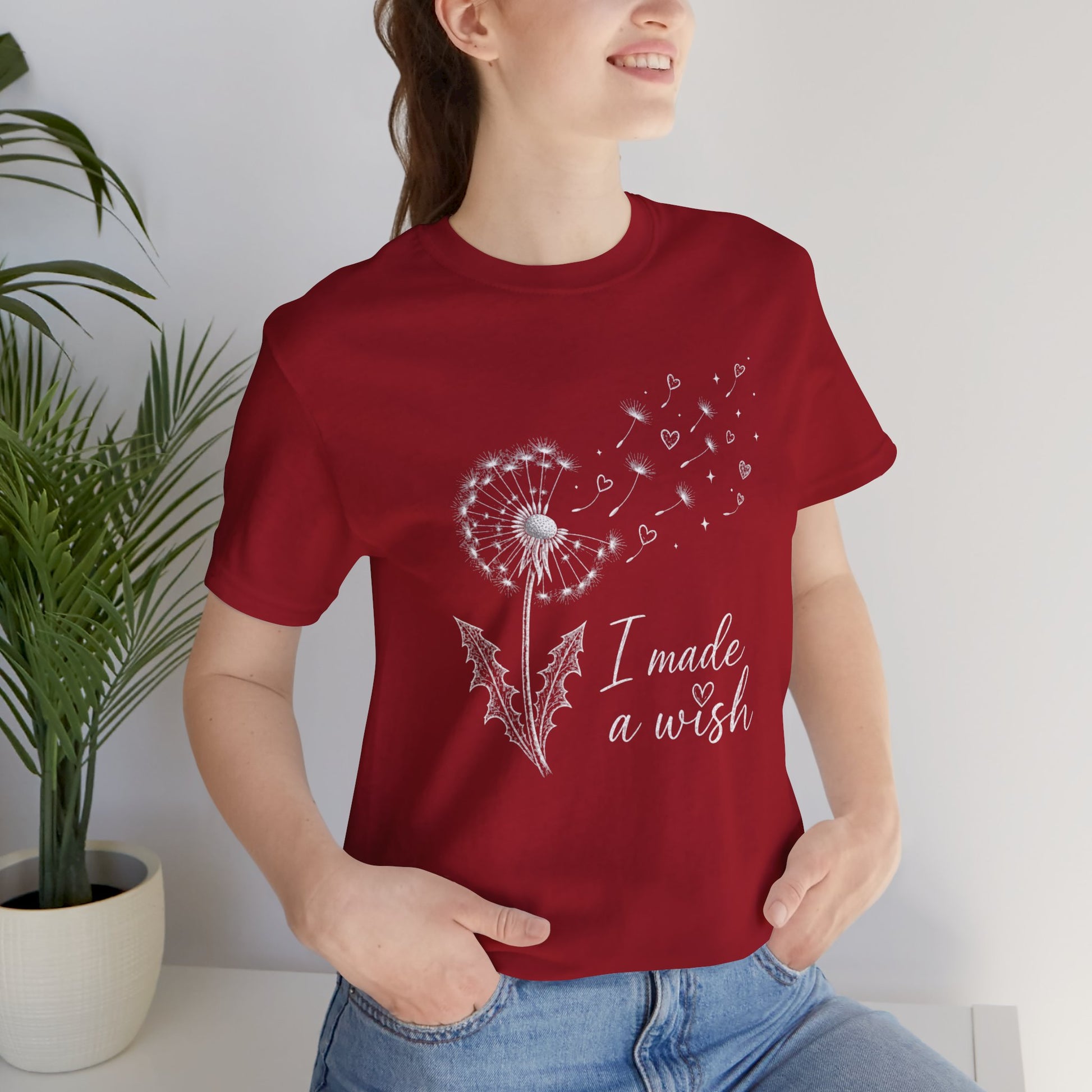 “I Made a Wish” Dandelion Heart Graphic Tee – Black Shirt - Pearl & Wings
