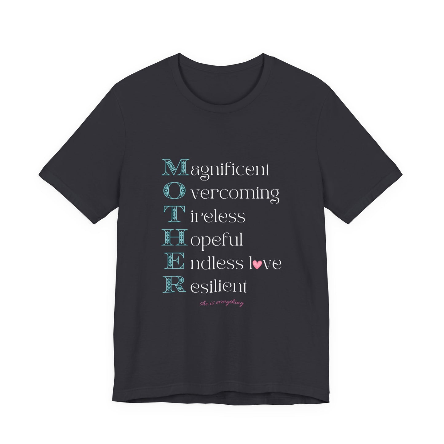 MOTHER Acrostic Inspirational Women’s Graphic Tee | Empowerment Shirt - Pearl & Wings
