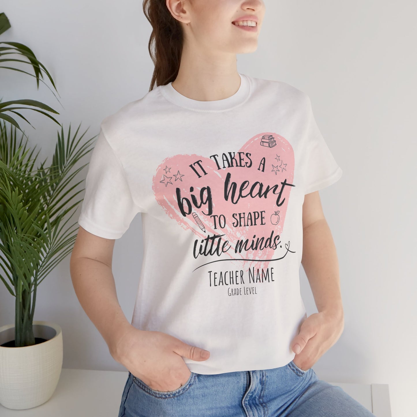 Personalized Teacher Shirt | It Takes a Big Heart to Shape Little Minds - Pearl & Wings