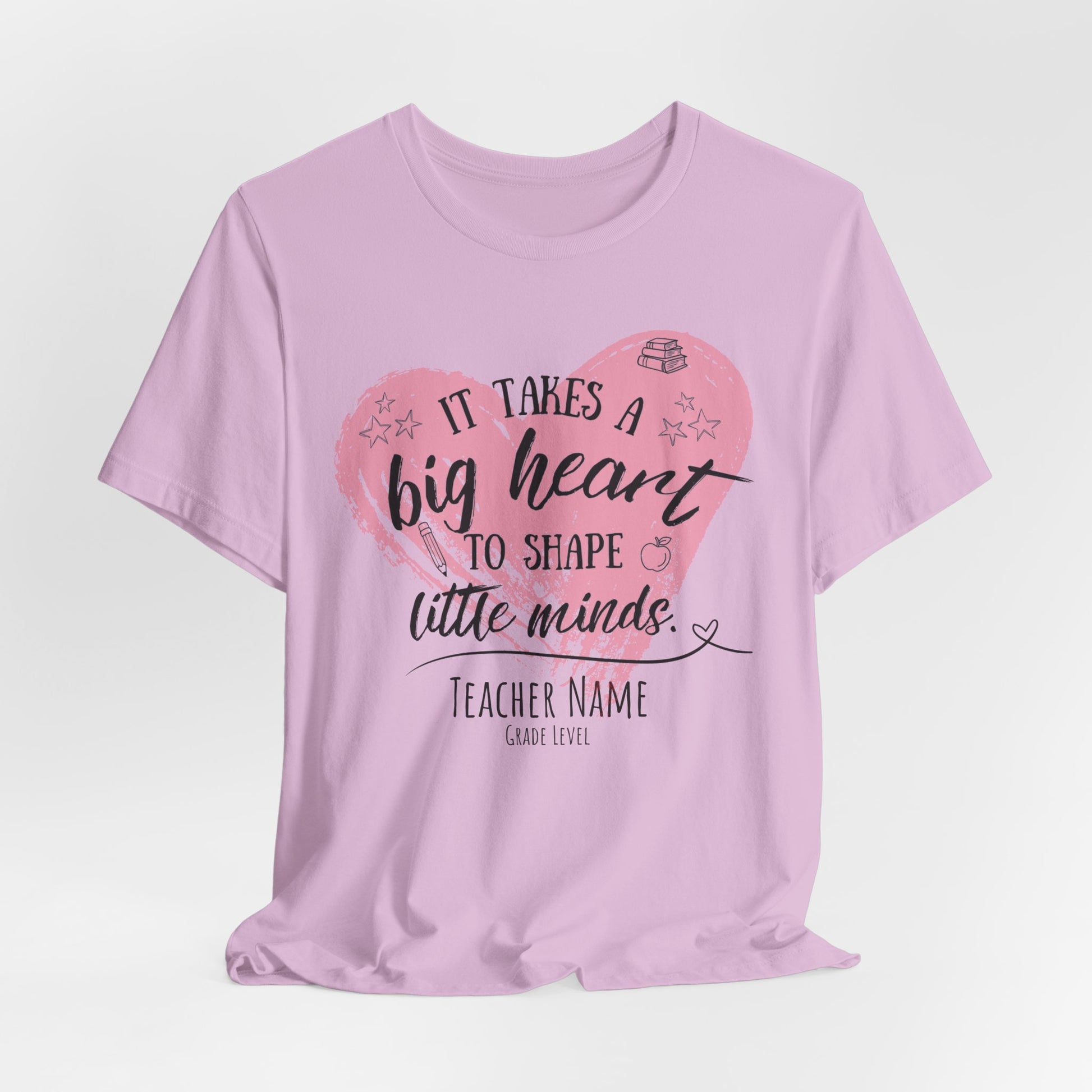 Personalized Teacher Shirt | It Takes a Big Heart to Shape Little Minds - Pearl & Wings