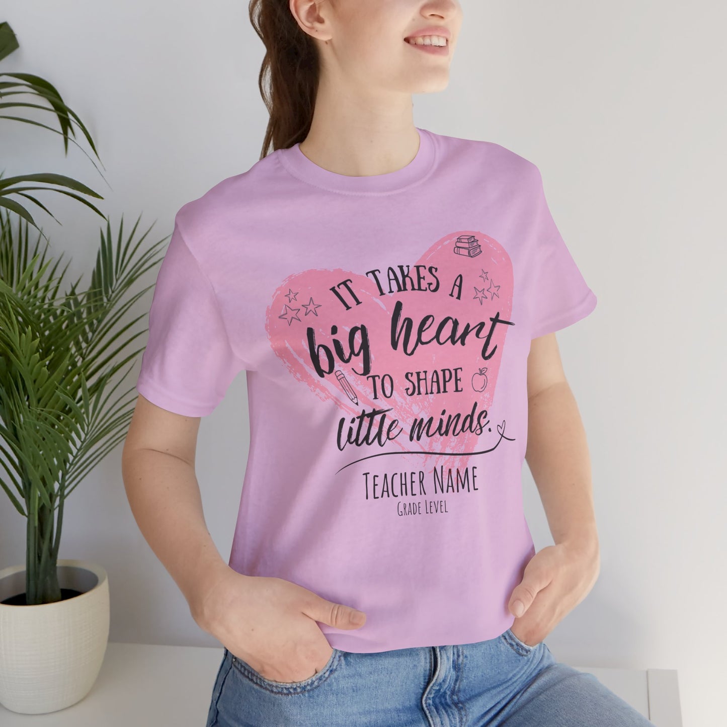 Personalized Teacher Shirt | It Takes a Big Heart to Shape Little Minds - Pearl & Wings