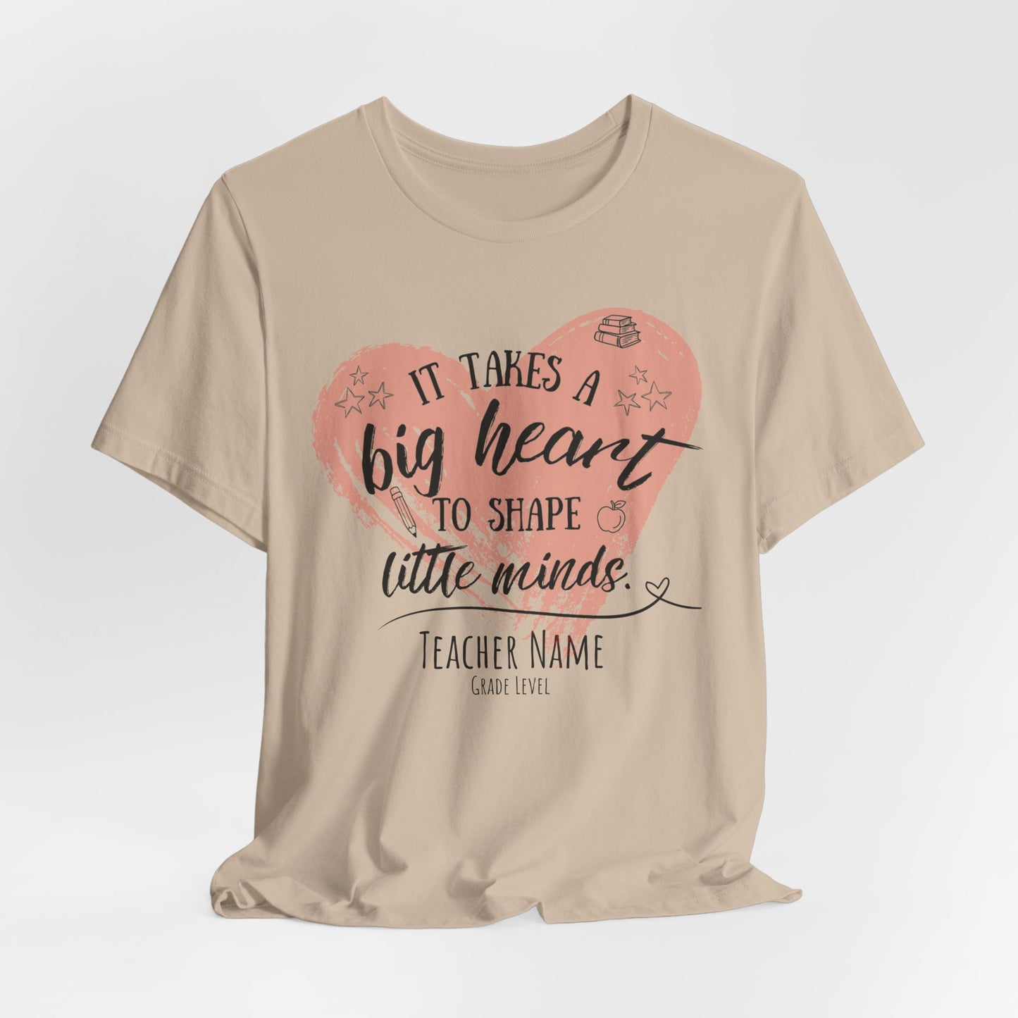 Personalized Teacher Shirt | It Takes a Big Heart to Shape Little Minds - Pearl & Wings