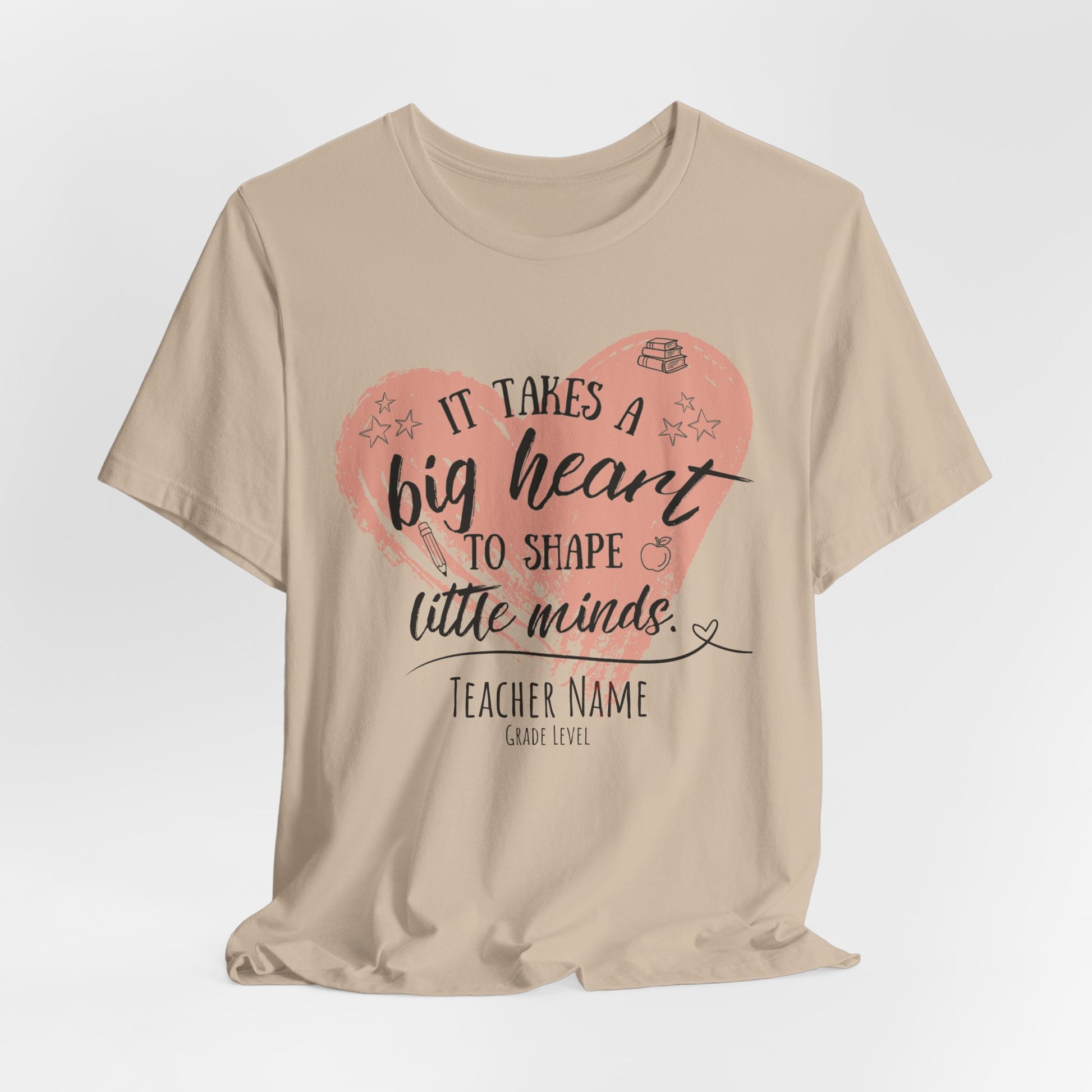 Personalized Teacher Shirt | It Takes a Big Heart to Shape Little Minds - Pearl & Wings