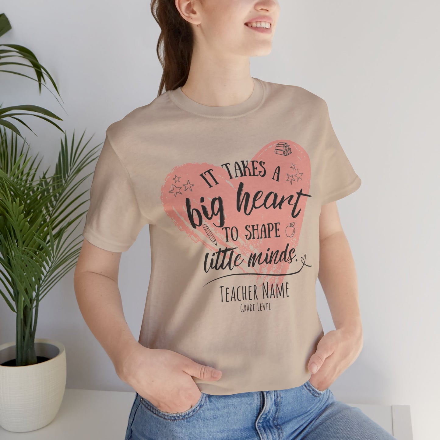 Personalized Teacher Shirt | It Takes a Big Heart to Shape Little Minds - Pearl & Wings