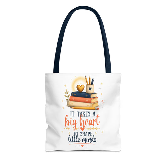 It Takes a Big Heart to Shape Little Minds Teacher Tote Bag - Pearl & Wings