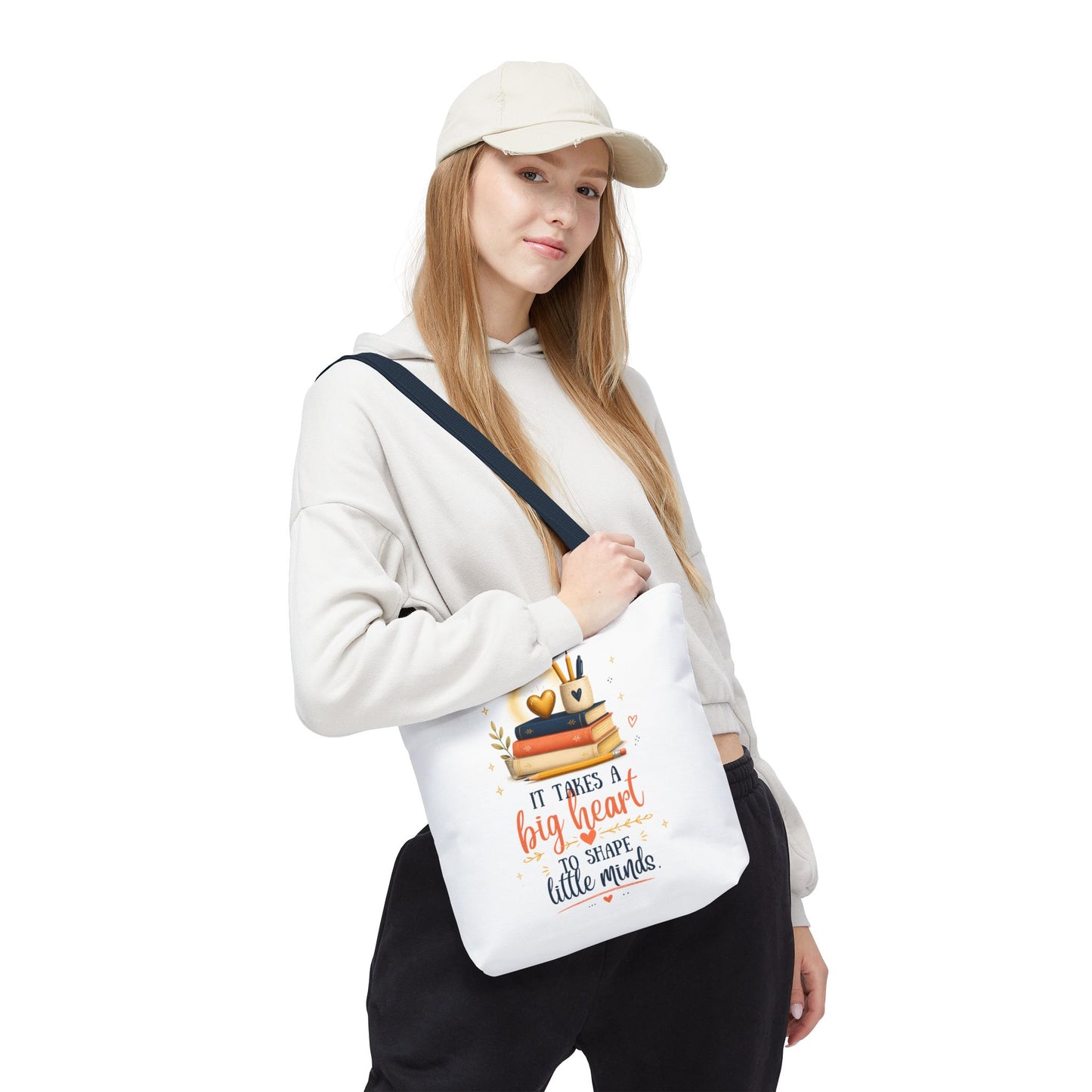 It Takes a Big Heart to Shape Little Minds Teacher Tote Bag - Pearl & Wings