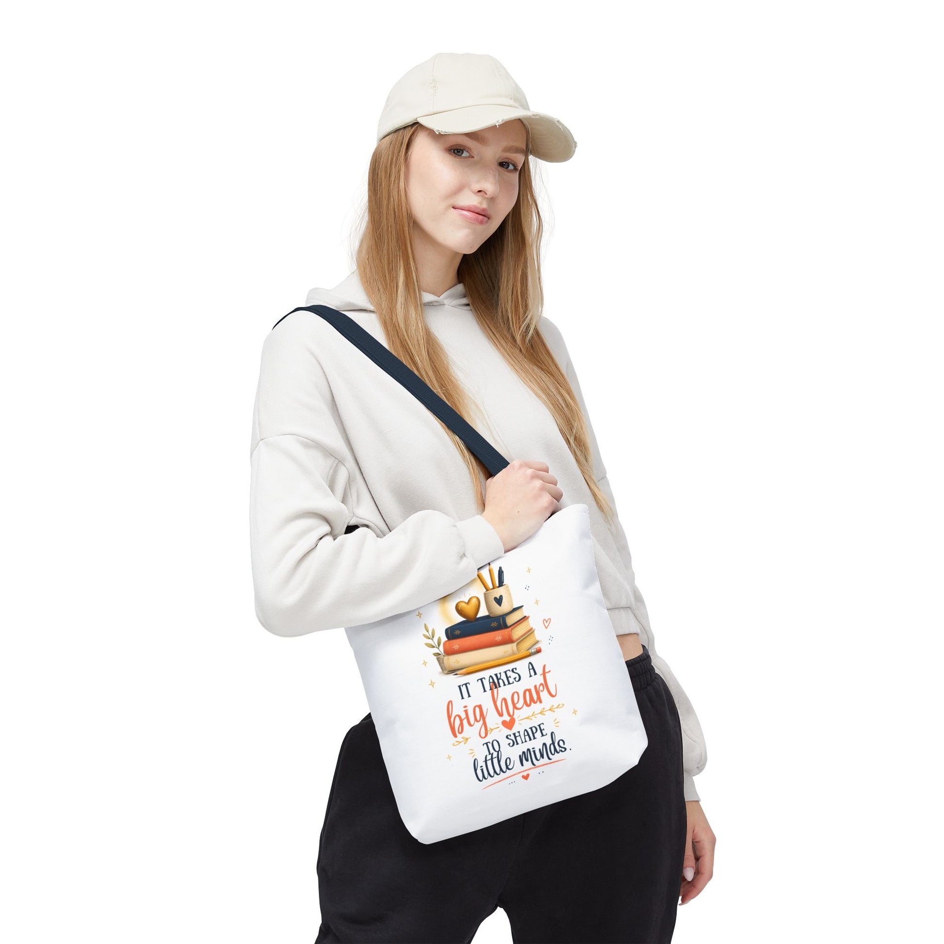 It Takes a Big Heart to Shape Little Minds Teacher Tote Bag - Pearl & Wings