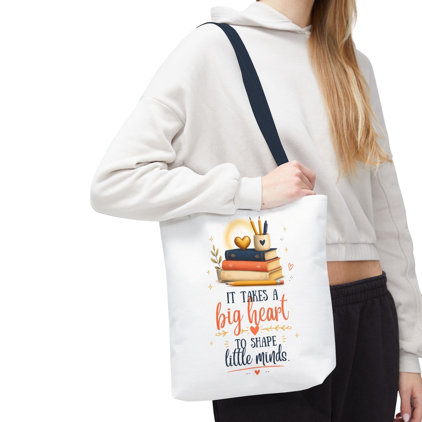 It Takes a Big Heart to Shape Little Minds Teacher Tote Bag - Pearl & Wings