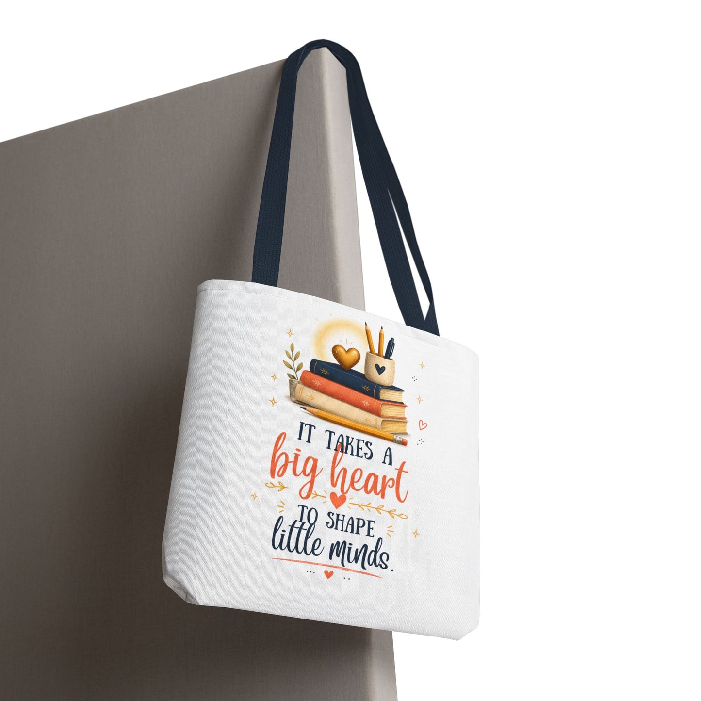 It Takes a Big Heart to Shape Little Minds Teacher Tote Bag - Pearl & Wings