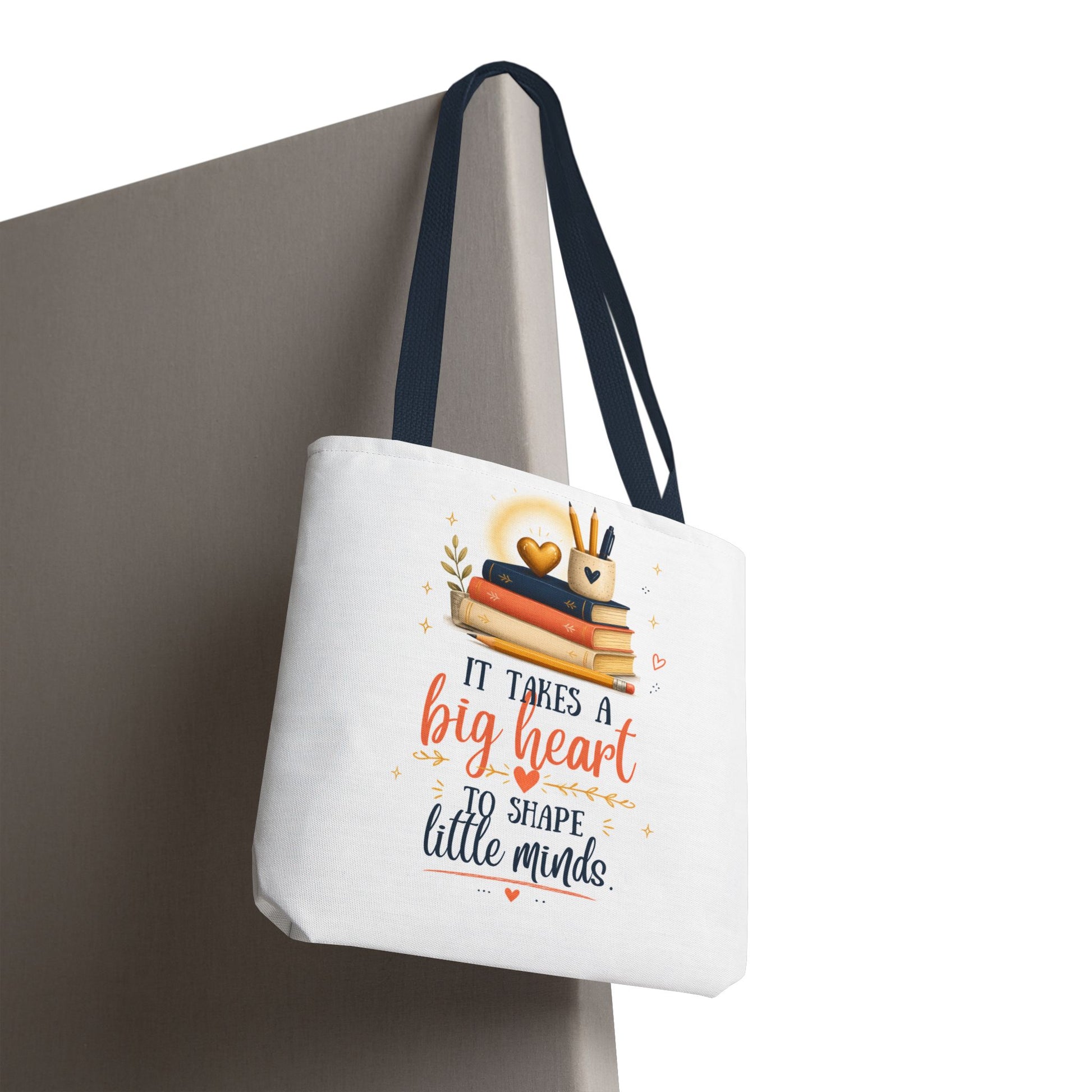 It Takes a Big Heart to Shape Little Minds Teacher Tote Bag - Pearl & Wings